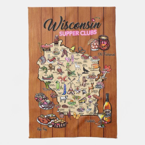 Dish Towel _ Wisconsin Supper Club Map