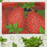 Dish towel with strawberry print. 