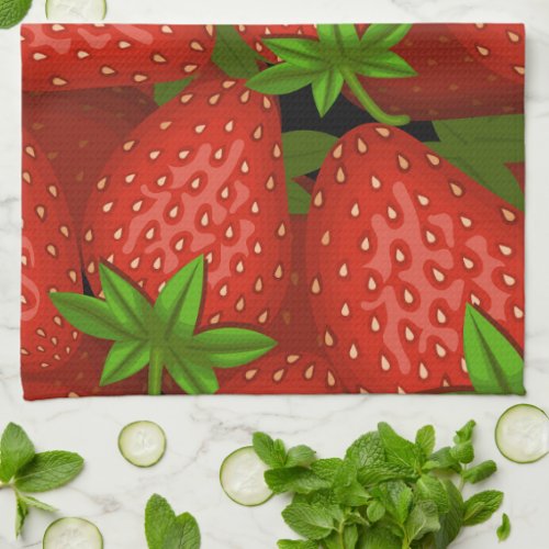 Dish towel with strawberry print 