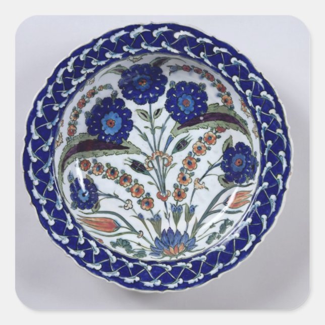 Dish with a floral decoration, Iznik Square Sticker (Front)