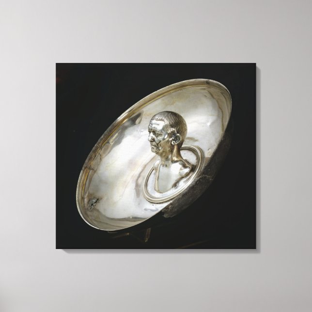 Dish with the bust of a man inside canvas print (Front)