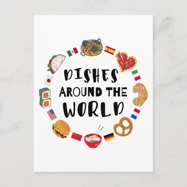 Dishes around the world postcard (Front)