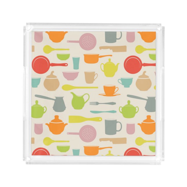 Dishes Pattern Acrylic Tray (Front)