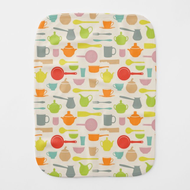 Dishes Pattern Burp Cloth (Front)