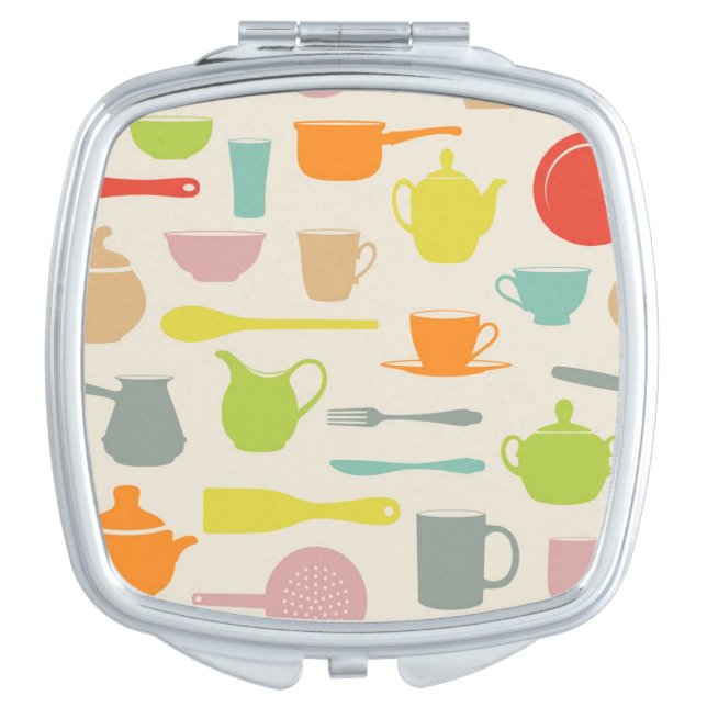 Dishes Pattern Compact Mirror (Front)