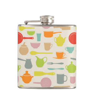 Dishes Pattern Hip Flask