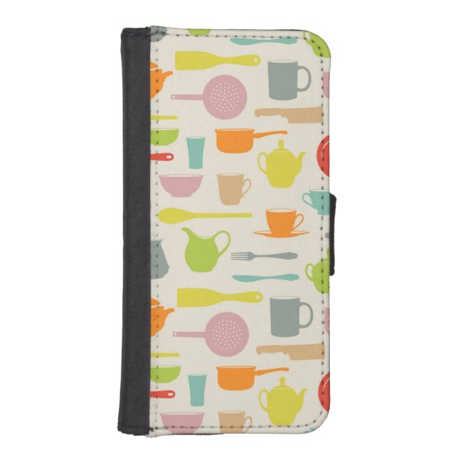 Dishes Pattern iPhone Wallet Case (Front)