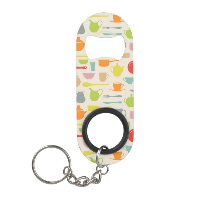Dishes Pattern Keychain Bottle Opener (Front)