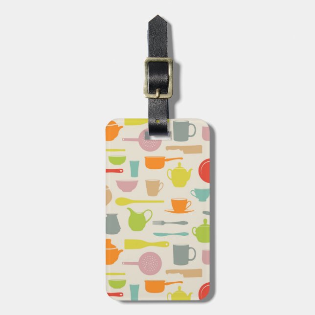 Dishes Pattern Luggage Tag (Front Vertical)
