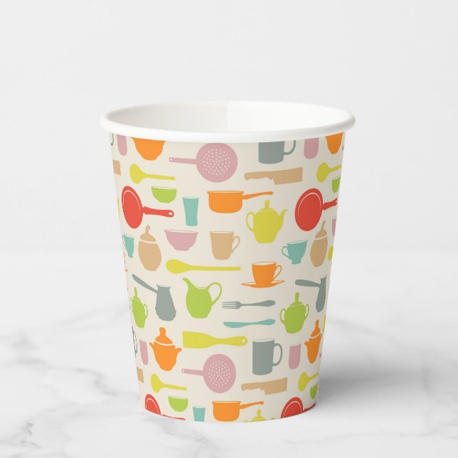 Dishes Pattern Paper Cups (Left)