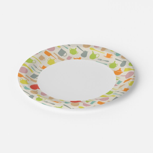 Dishes Pattern Paper Plates (Angled)