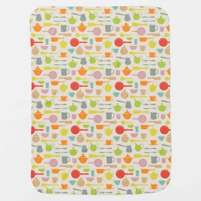 Dishes Pattern Swaddle Blanket (Front)