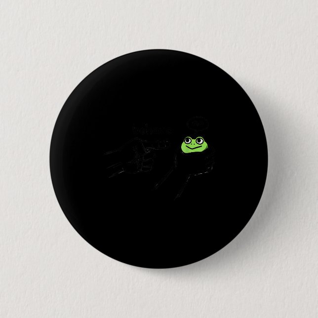 Dishonest Frog Funny Frog Meme Behave No Cartoon D Button (Front)