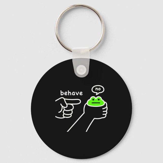 Dishonest Frog Funny Frog Meme Behave No Cartoon D Keychain (Front)