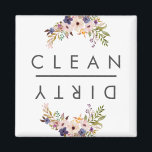 Dishwasher Clean Dirty Floral Magnet<br><div class="desc">Dishwasher Clean Dirty Floral</div>