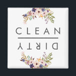 Dishwasher Clean Dirty Floral Magnet<br><div class="desc">Dishwasher Clean Dirty Floral</div>