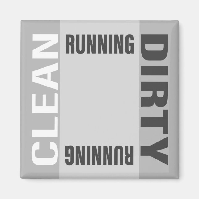 Dishwasher Clean Dirty Running Gray Kitchen Magnet (Front)
