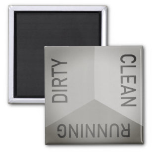Dishwasher Gray Dirty Clean Running Reversible Magnet