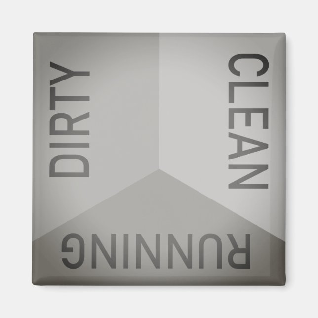 Dishwasher Gray Dirty Clean Running Reversible Magnet (Front)