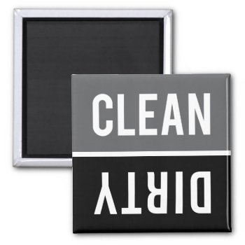 Dishwasher Magnet Clean | Dirty - Gray And Black by RandomLife at Zazzle
