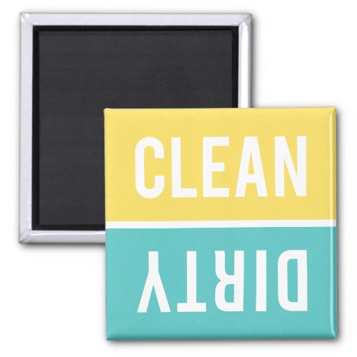 Dishwasher Magnet CLEAN  DIRTY _ Yellow  Aqua