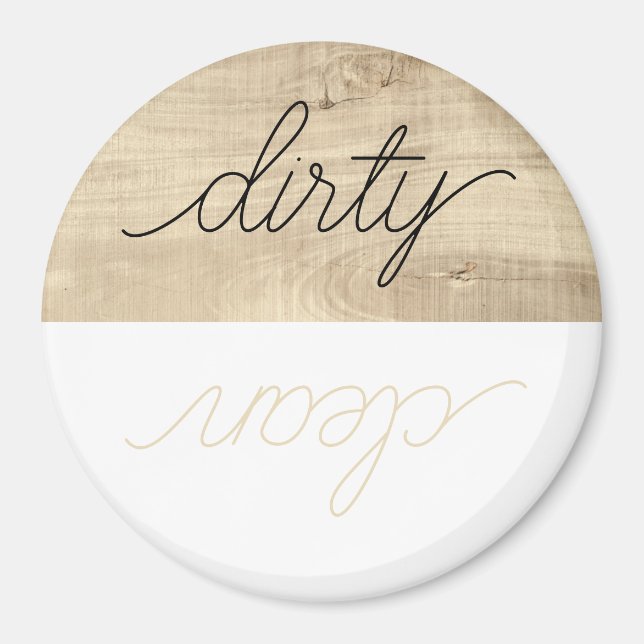 Dishwasher Magnet Dirty Clean Modern Wood (Front)