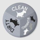 Clean-Dirty-Running dishwasher magnet (on white)