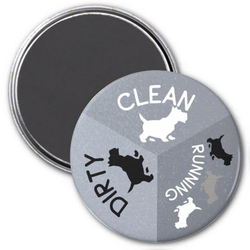 Dishwasher Magnet Gray Dog Clean Dirty Running