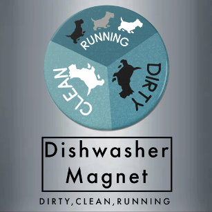Dishwasher Magnet Pet Dog Running Clean Dirty Aqua