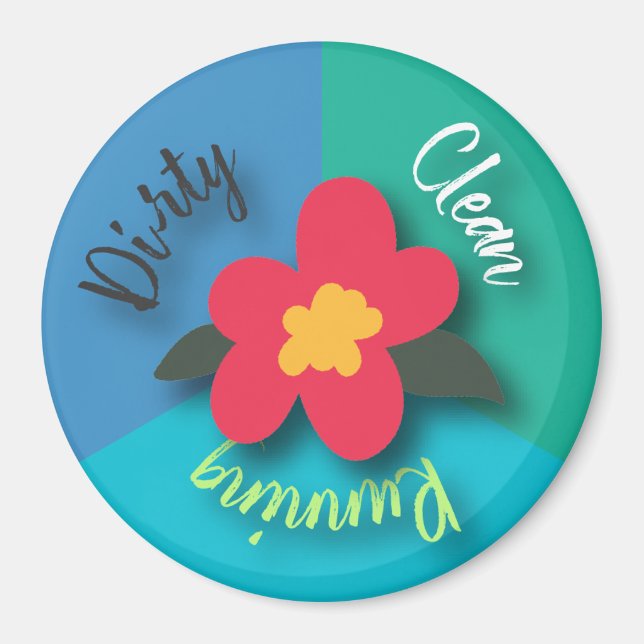 Dishwasher Magnet Pretty Kitchen Flower Clean (Front)