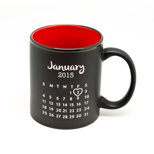 Dishwasher Safe Matte Black & Red Milestone Mug (Front)