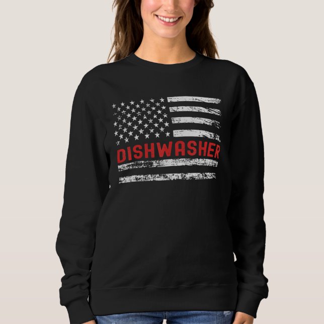 Dishwasher USA Flag Profession Retro Job Title Sweatshirt (Front)
