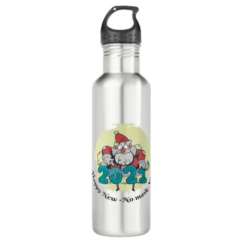 DISINFECTING SANTA  HAPPY NEW _ NO MASK _ YEAR  STAINLESS STEEL WATER BOTTLE