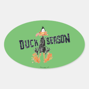 Disintegrated DAFFY DUCK™ "Duck Season" Oval Sticker