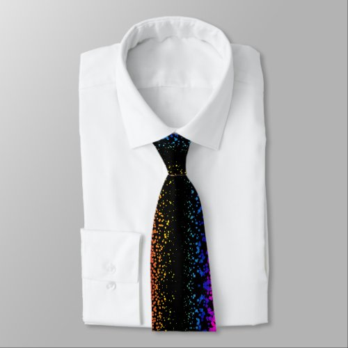 disintegrated rainbow shapes fall apart pattern neck tie