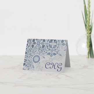 Disintegrating Blue Monogram Note Card