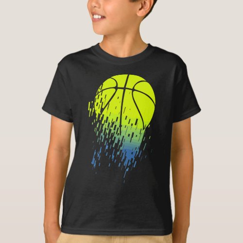Disintegrating Neon Green Basketball Urban Graphic T_Shirt