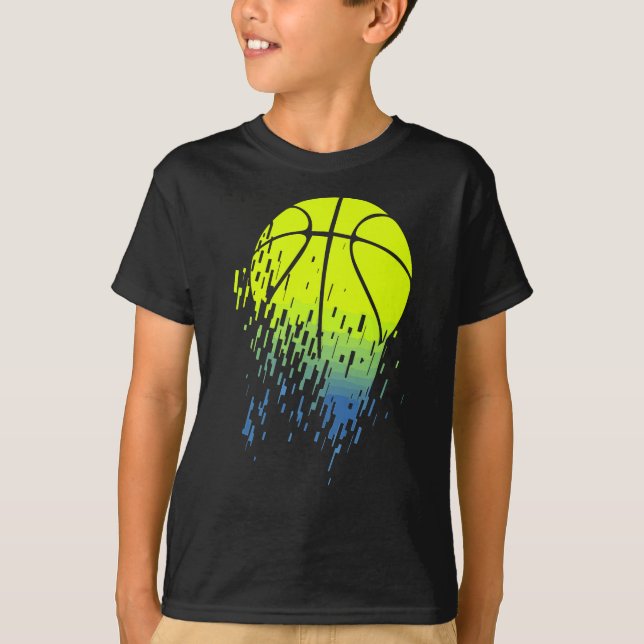 Disintegrating Neon Green Basketball Urban Graphic T-Shirt (Front)