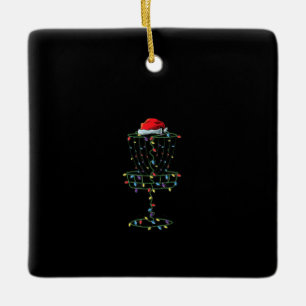 Disk Golf Basket Santa Disk Golf Frisbee Golfer Ceramic Ornament