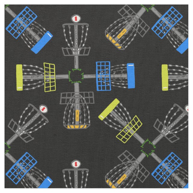 disk golf baskets tile black fabric (Close Up)