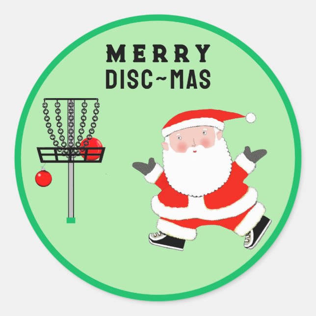 Disk Golf Christmas Classic Round Sticker (Front)