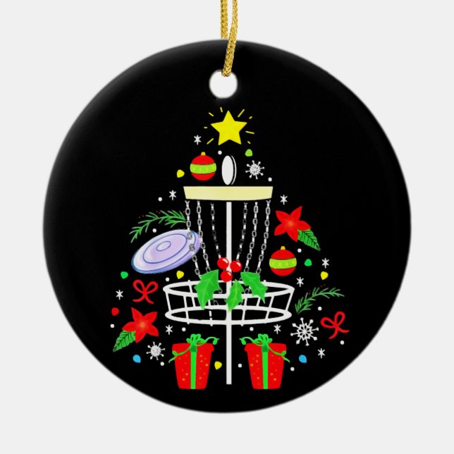 Disk Golf Frisbee Christmas Ornament Tree Funny (Front)