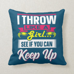 Disk Golf Funny I Throw Like A Girl Retro Disk Pillow
