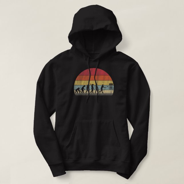 Disk Golf Gift Retro Evolution Disk Golf Hoodie (Design Front)