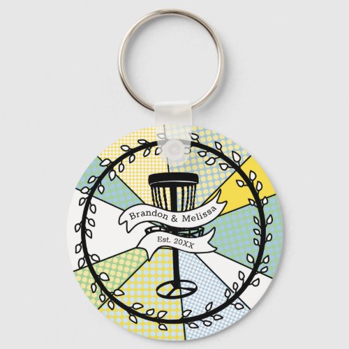 Disk Golf Personalized Couple Established Date     Keychain