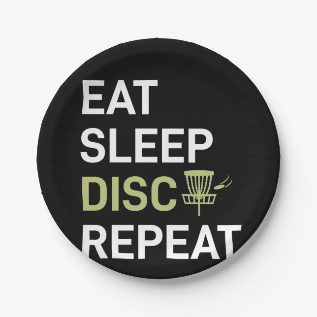 Disk Golf Player | Eat Sleep Disk Golf Repeat Paper Plates (Front)