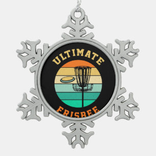 Disk Golf Ultimate Frisbee Snowflake Pewter Christmas Ornament