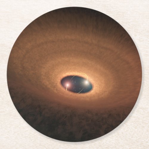 Disk Of Dusty Material Leftover From Star Forming Round Paper Coaster
