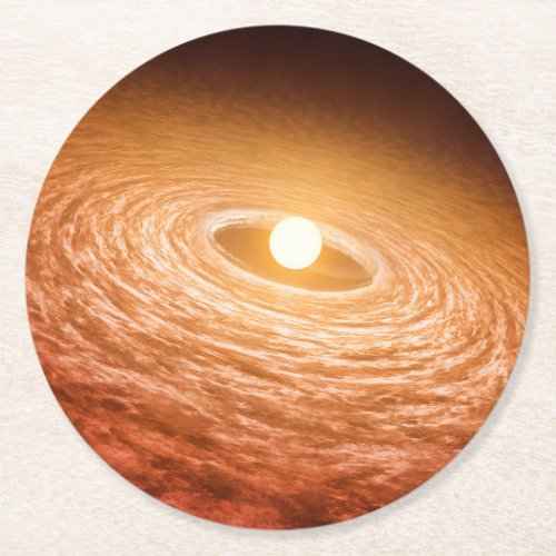 Disk Of Material Surrounding Star Fu Orionis Round Paper Coaster