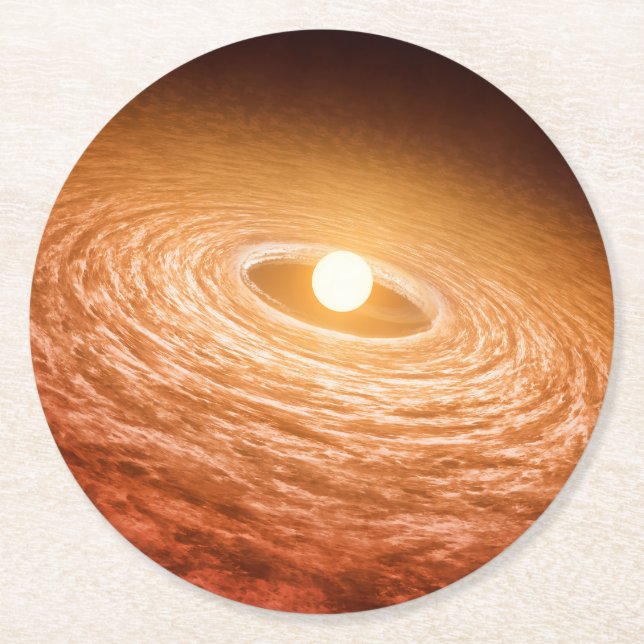 Disk Of Material Surrounding Star Fu Orionis. Round Paper Coaster (Front)